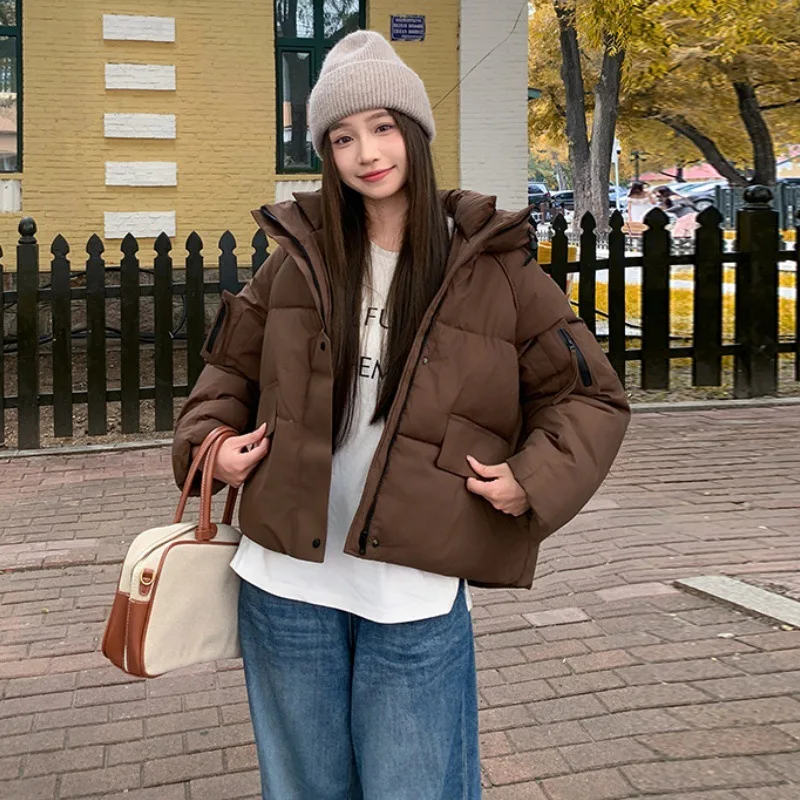 Nieuwe trend winter cropped pufferjack losse warme katoenen jas dames casual korte dikkere katoenen bovenkleding winterjas dames
