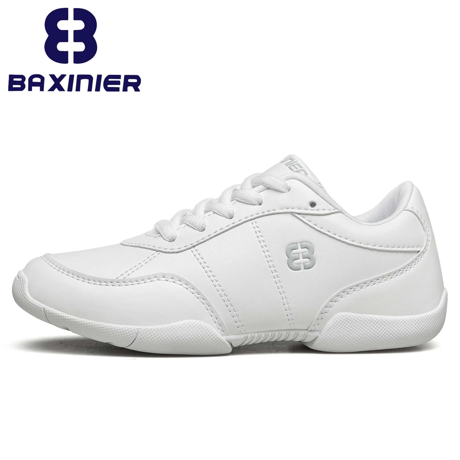 BAXINIER Girls White Cheerleading Shoes Lightweight Youth Cheer Competition Sneakers Kids Training Dance Shoes Comfortable