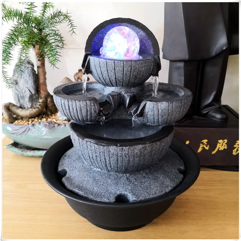 Flowing water fountain ornament factory direct sales office desktop resin crafts