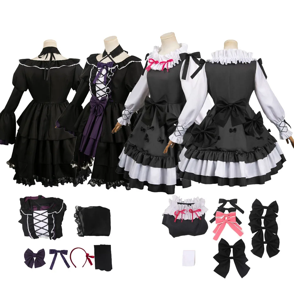 

Women Maid Dress Headband Outfits Anime Kaname Madoka cos Puella Magi Madoka Magica Cosplay Costume Halloween Carnival Suit