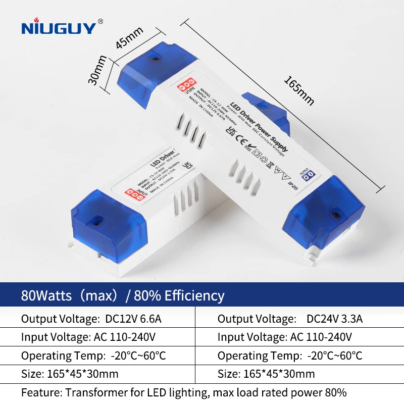 Imagem -03 - Transformador de Iluminação Led ac para dc Adaptador para Interior Tiras de Luz Led 100w 80w 60w 36w 24w 12w