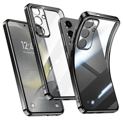 Luxury Plating Clear Case For Samsung Galaxy S25 S24 Ultra S23 FE S22 Plus S21 FE Transparent Silicone Back Cover S24 23 22 21