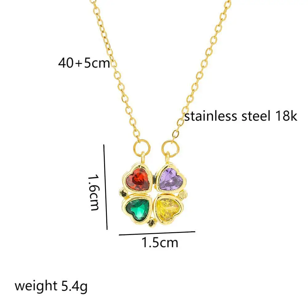 Два модных ожерелья в форме сердца предназначены с циркониевыми четырехлистными цветами с цветущим сердцем в сердце.