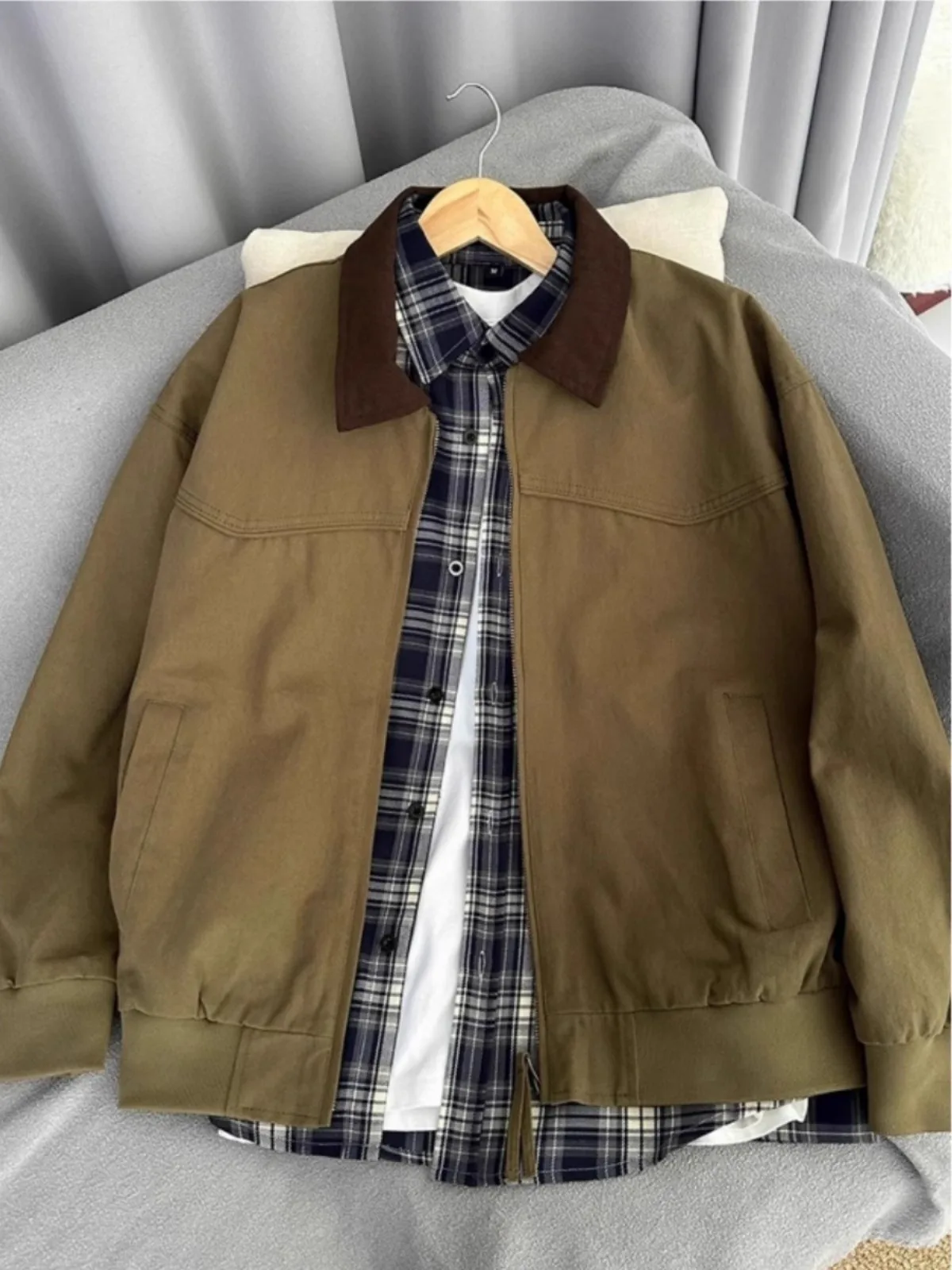 

Винтажная рабочая одежда Detroit Jaet Thiened, хлопковая мужская осенне-зимняя верхняя одежда в стиле ретро, свободная посадка с S-образными деталями, без утюга