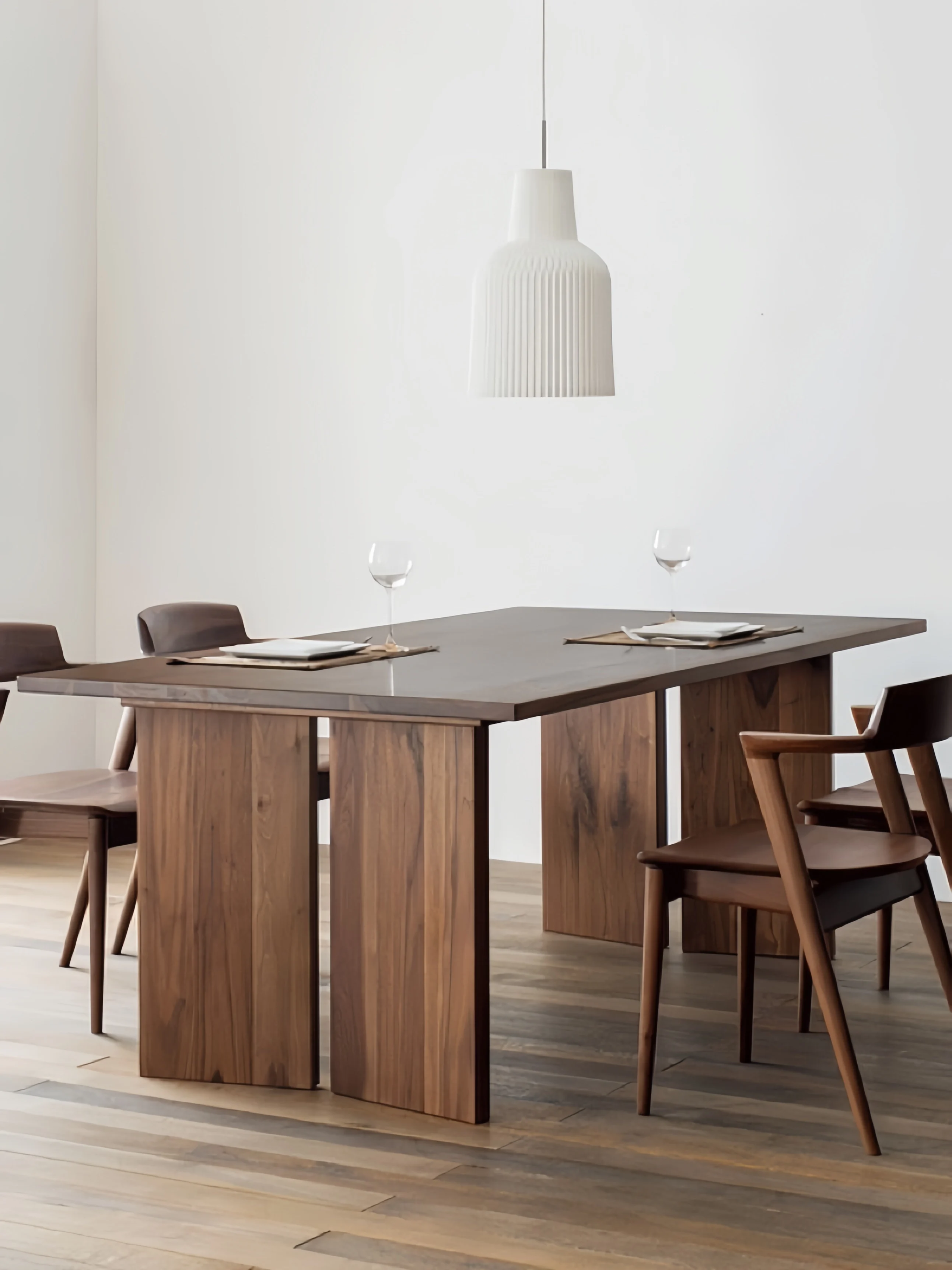 

Nordic wabi wind ash wood solid wood dining table household walnut color living room simple rectangular worktable tea table