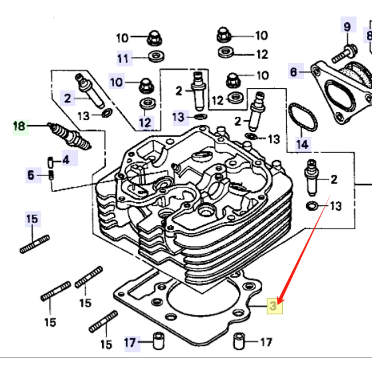 OZOEMPT GASKET CYLINDER Head For XR400 96-04 NX400 NX4 FALCON 00-10 TRX400EX 99-08 TRX400X 09-14 Replace OEM:12251-MBV-013