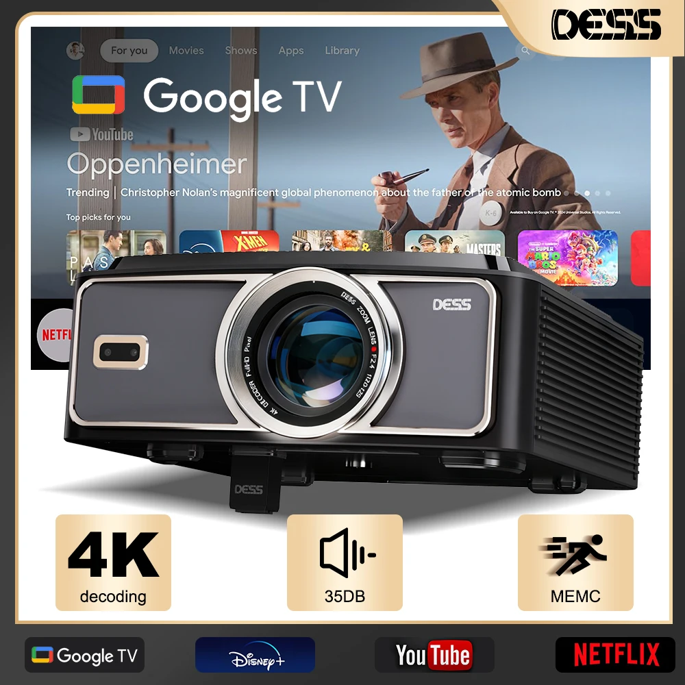 

DESS Projector 4k Beamer Home Theater Android Bluetooth And WiFi TV 1080P Professional Netflix Home Cinema Television Ceiling 3D