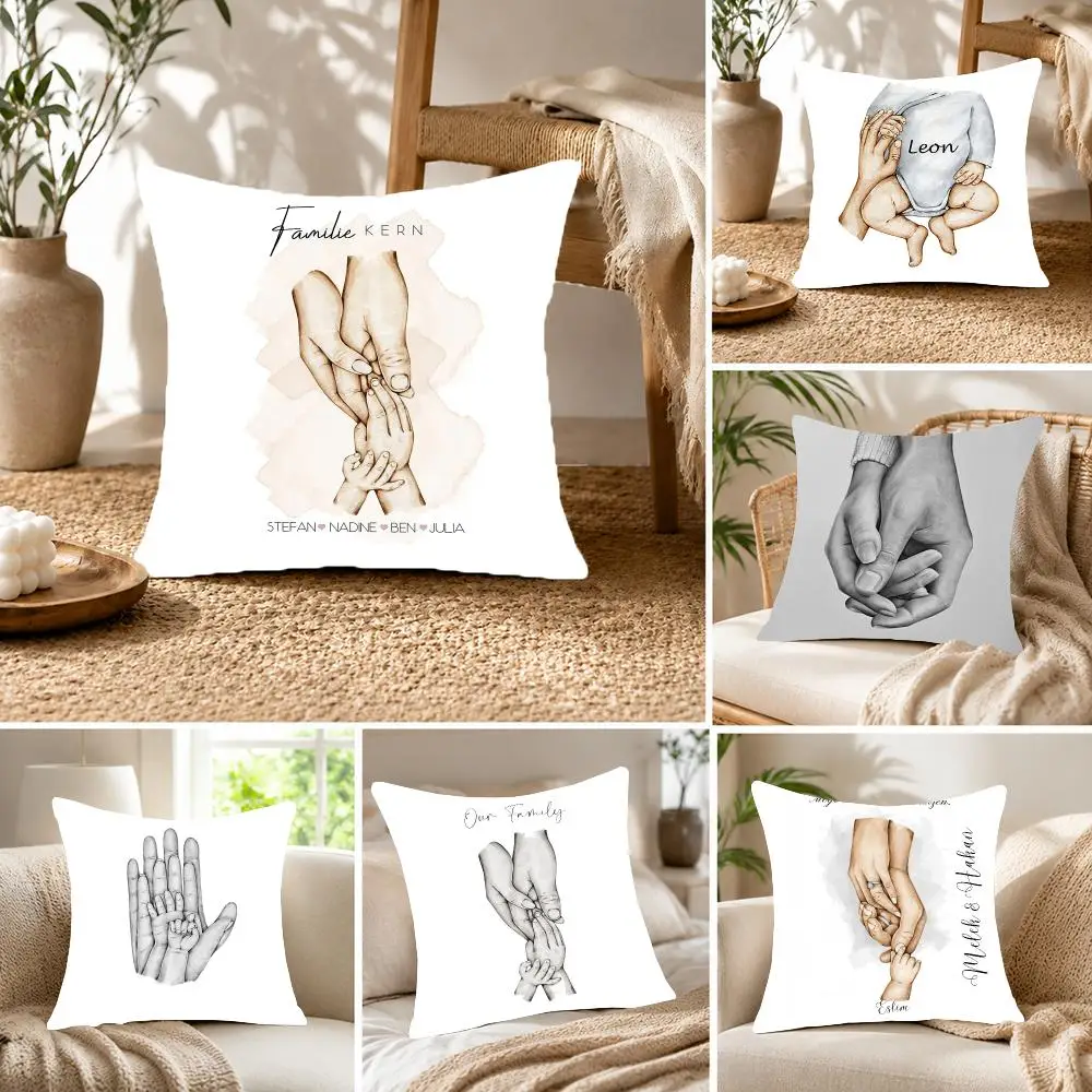 Tender Abstract F-Family Hands Abstract Art Cushion Cover Fluffy velvet Nordic style plush Living room sofa decorative