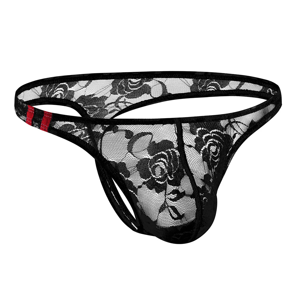 Mens Sexy Flower Lace Thong Flower Lace Underwear Fashion Underwear For Men Lightweight Fabric Low Rise Lingerie