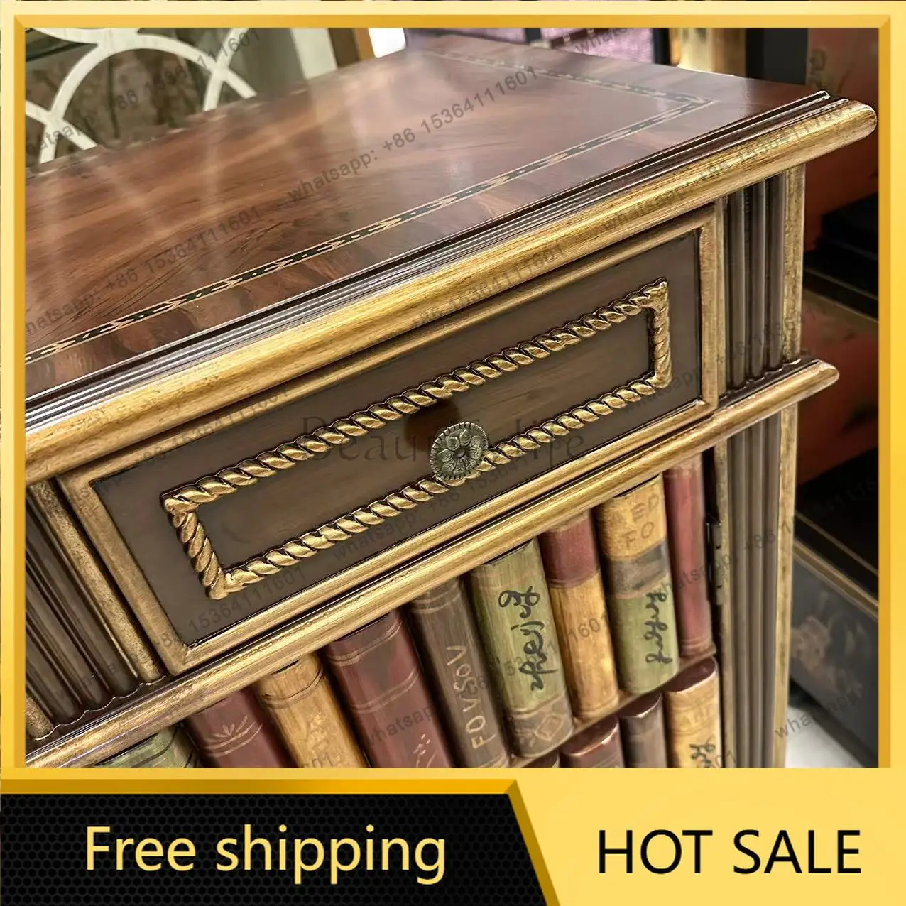 LD two-door three-bucket cabinet large-capacity decorative foyer retro entrance cabinet