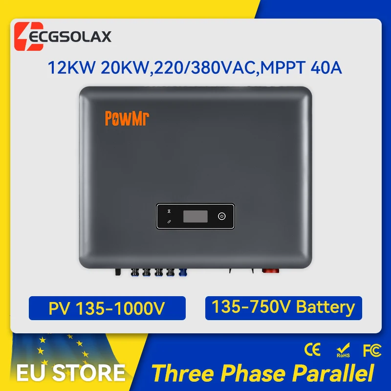 ECGSOLAX 12KW 20KW On/Off-Grid Dreiphasiger Solar-Wechselrichter Reiner Sinus Wind-Hybrid-Energiespeicher für 135-V-Batterie IP65