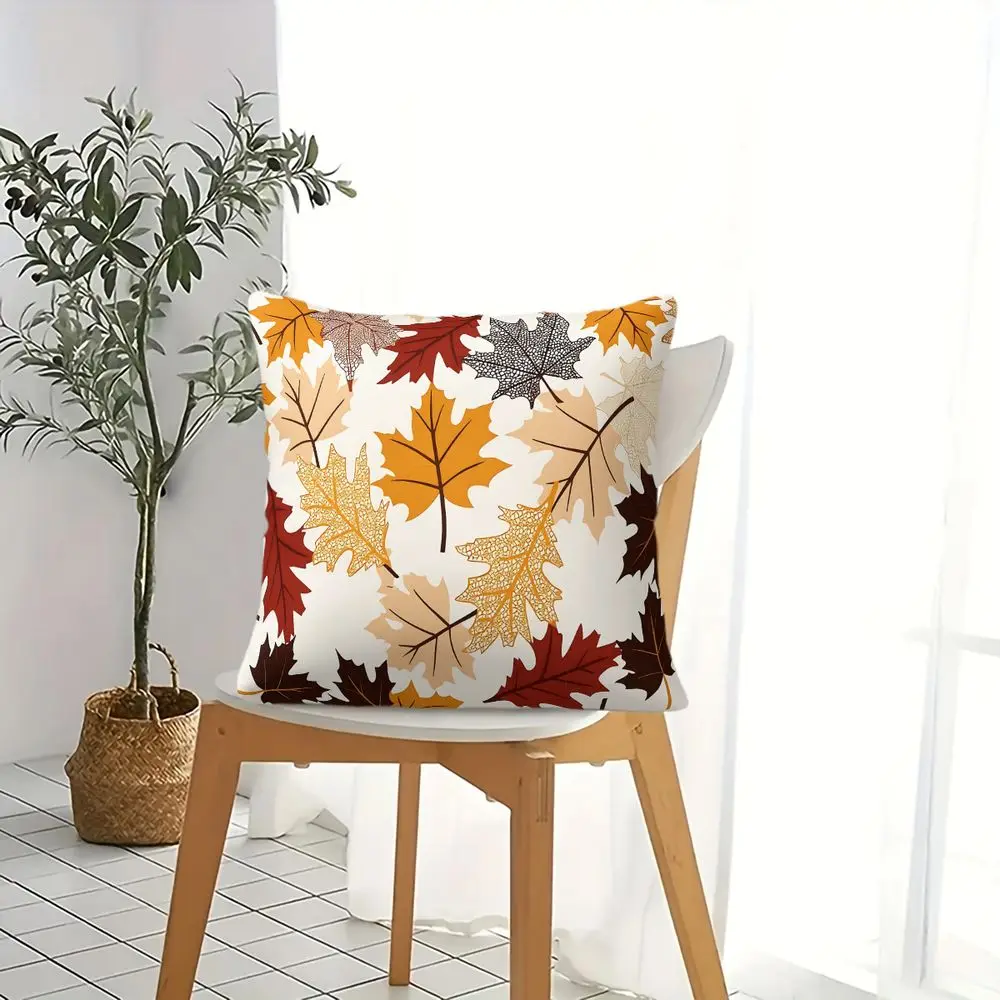 Autumn Maple Leaf Throw Pillow Cushion Accent Pillow 45×45cm Includes Pillow Core HD Digital Print Fall Living Room Decor