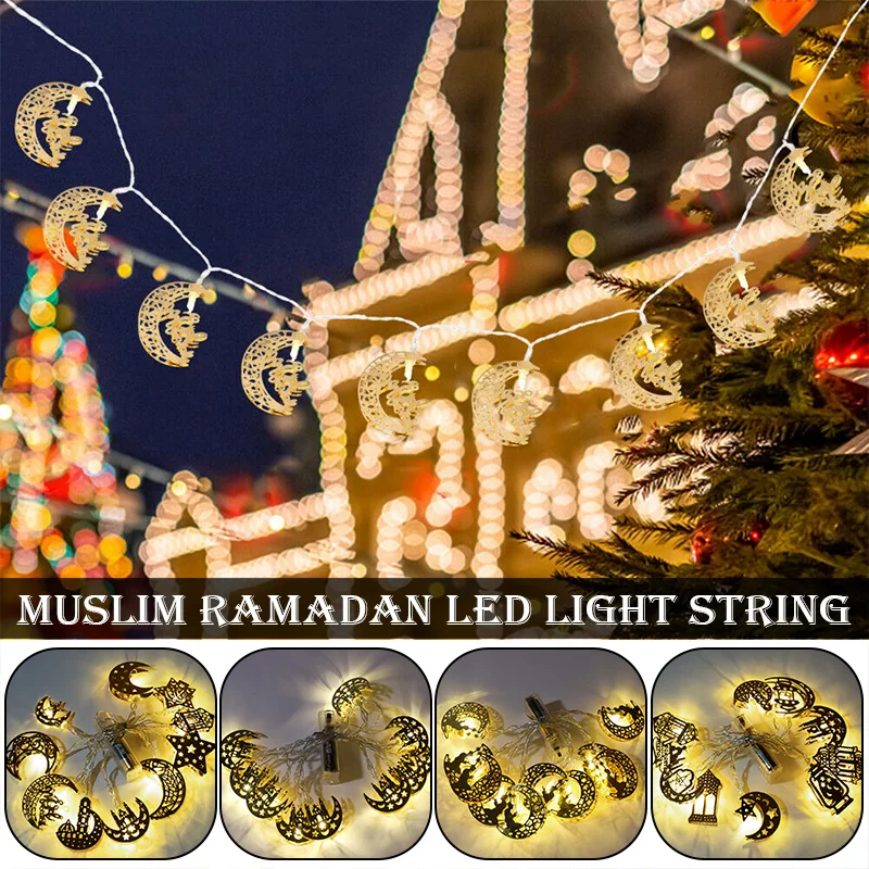 

Eid Mubarak Ramadan LED Fairy String Light Muslim Islamic LED Moon Islam Muslim Hanging Party Garland Decor Light