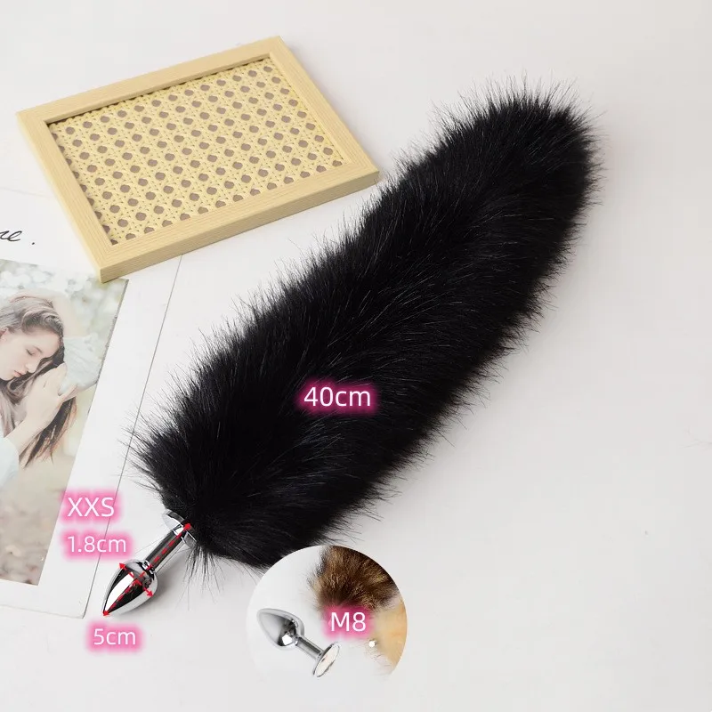 Erotic Cosplay Accessories of Replaceable Metal Butt Plug Fox Tail Anal Sex Toys for Flirting Games Faux Fur Adult Supplies