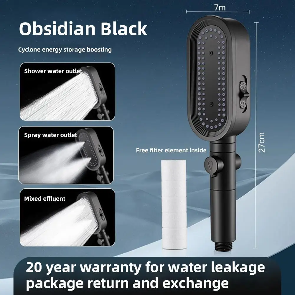 New Water Pressure Boost Shower 3 Modes High Pressure Shower Built-in Filter Accessories Handheld Bathroom I7p9