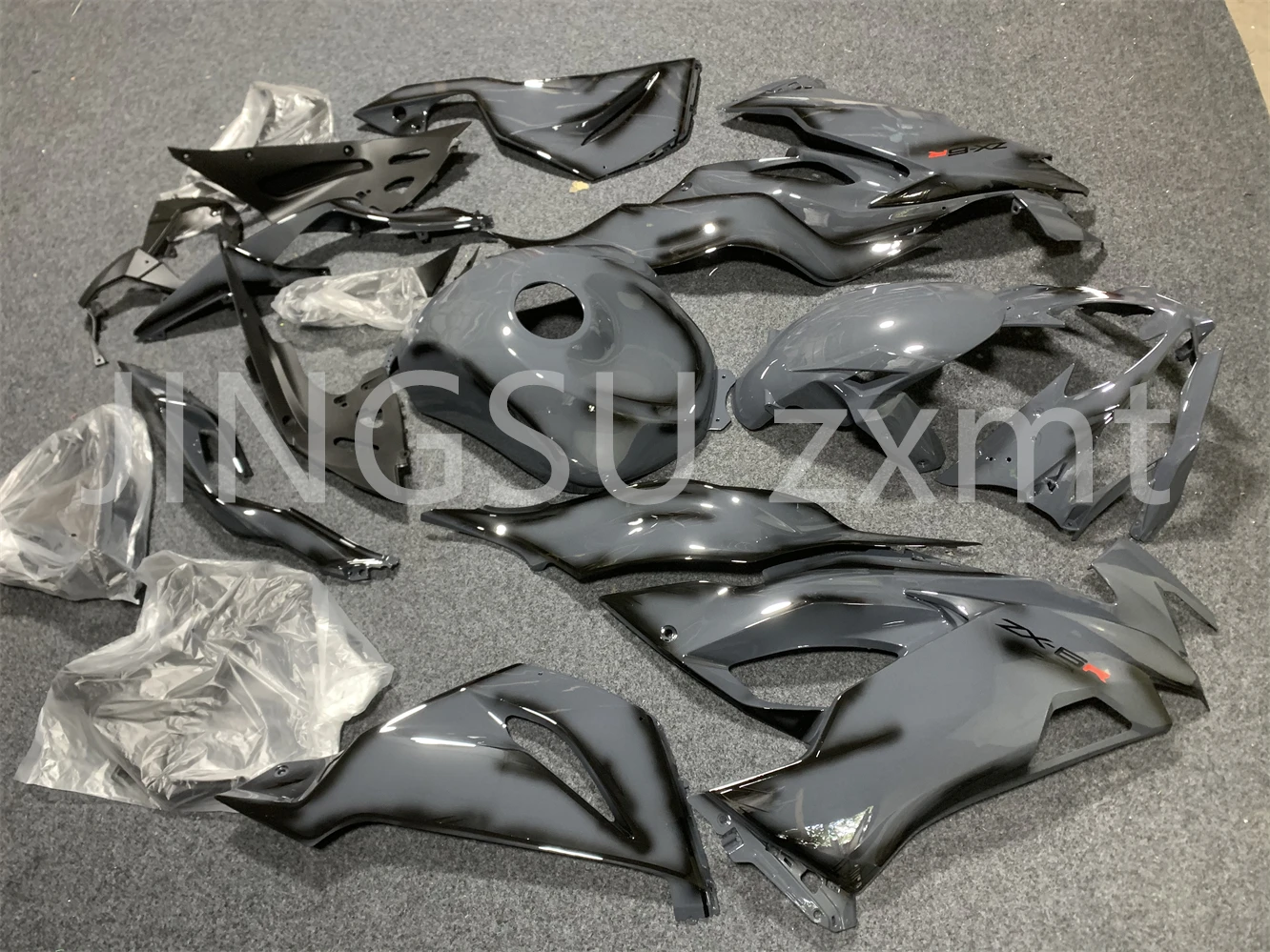 Kit de carenado negro y gris para motocicleta, carcasa para moto Kawasaki ZX-6R, 2019, 2020, 2021, 636-6R, 19, 20, 21 años