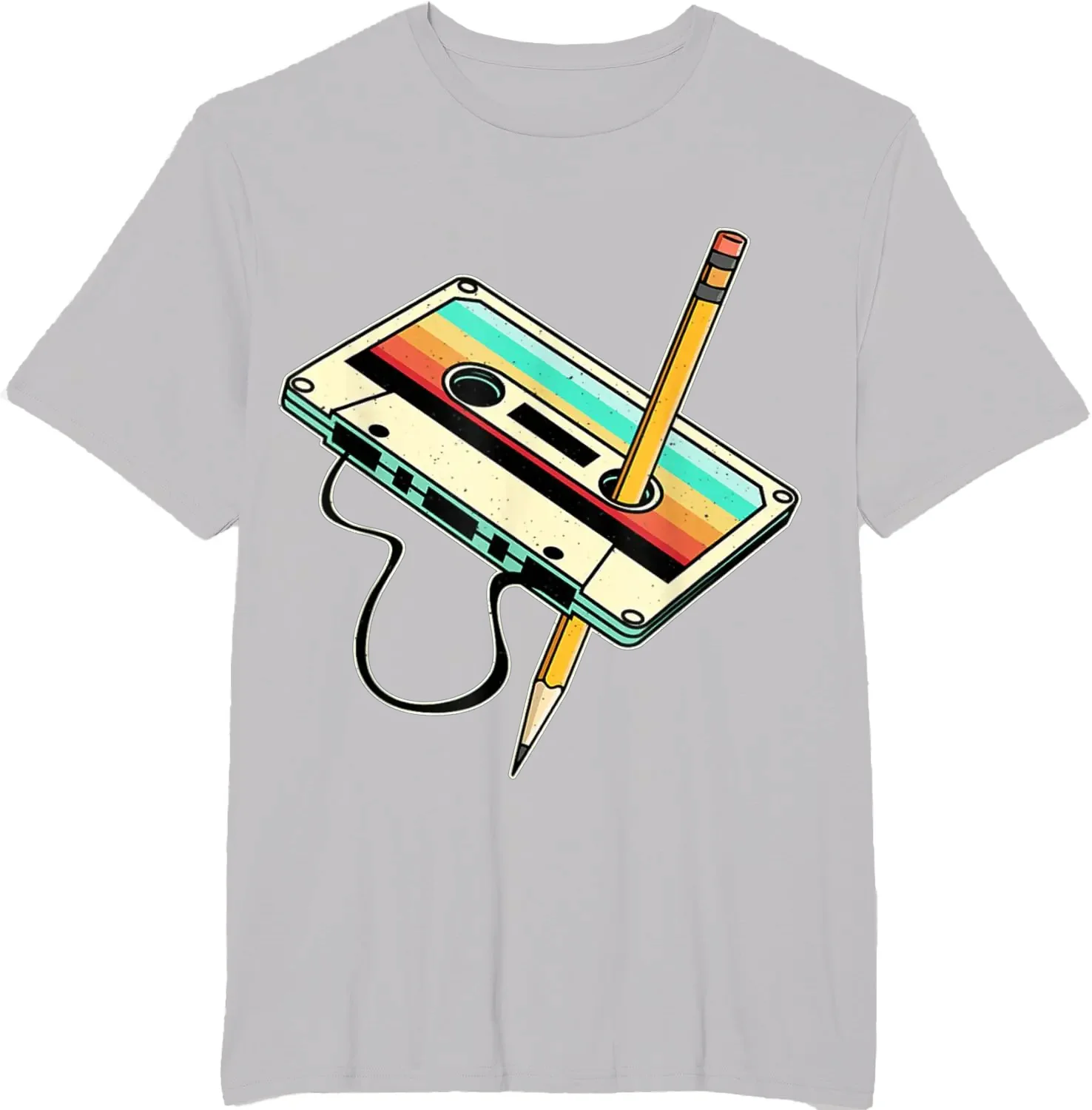 Men'S Fashion From The 80S - レトロスタイル 80 年代カセットテープ鉛筆 1980 年代レトロヴィンテージ懐かしい音楽 Tシャツ男性服ヴィンテージ