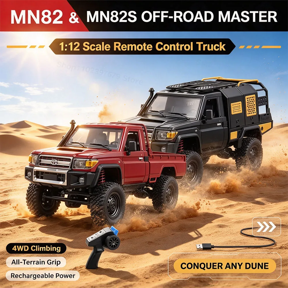 1:12 MN Model MN82S RC Off Road Truck 2.4G RTR Version 4WD All Terrain Remote Control Crawler Car Hobby Toy For Boys Adult Gifts
