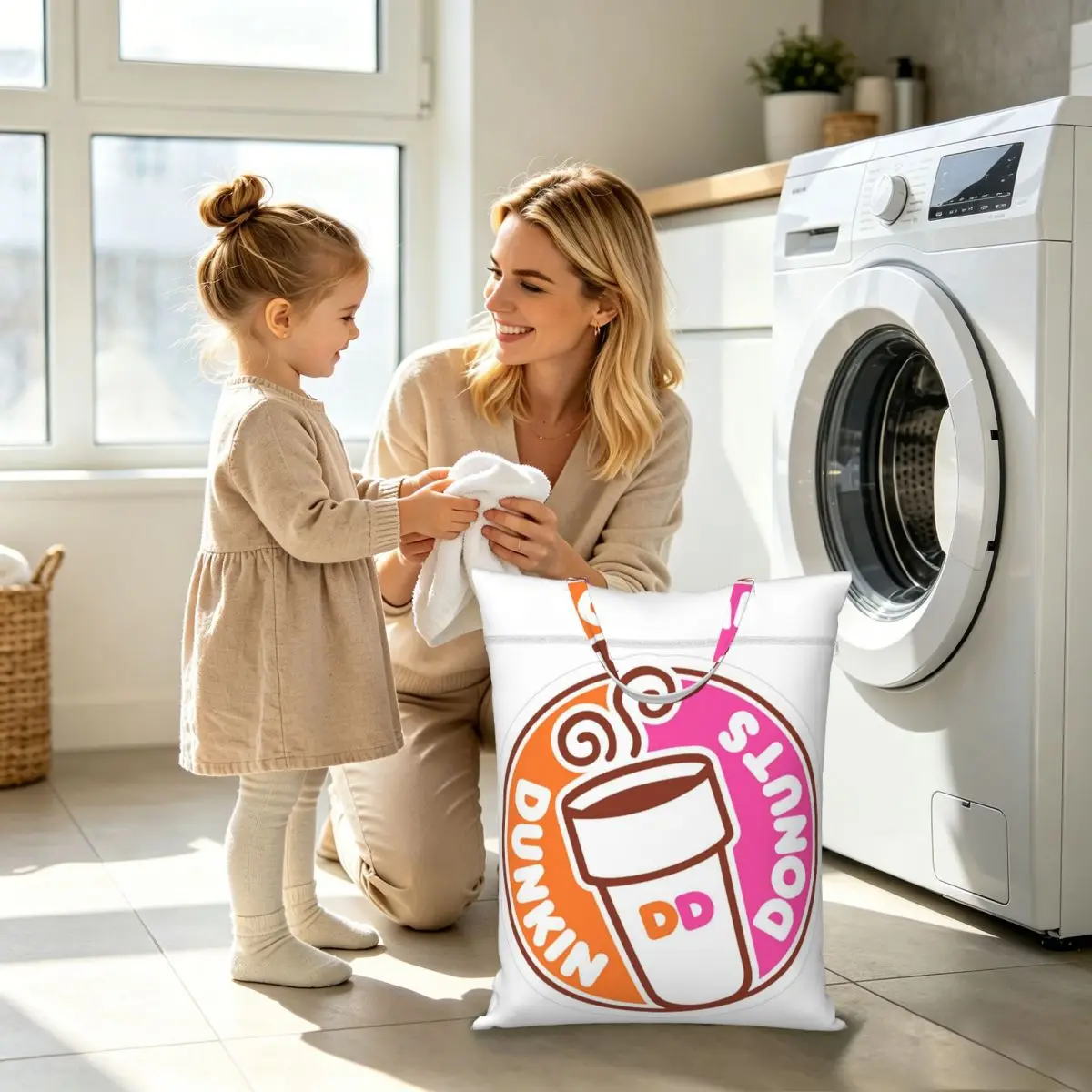 Dunkin Donuts Laundry Collector Foldable Laundry Basket Large Storage Washing Basket Home Organizer view 5