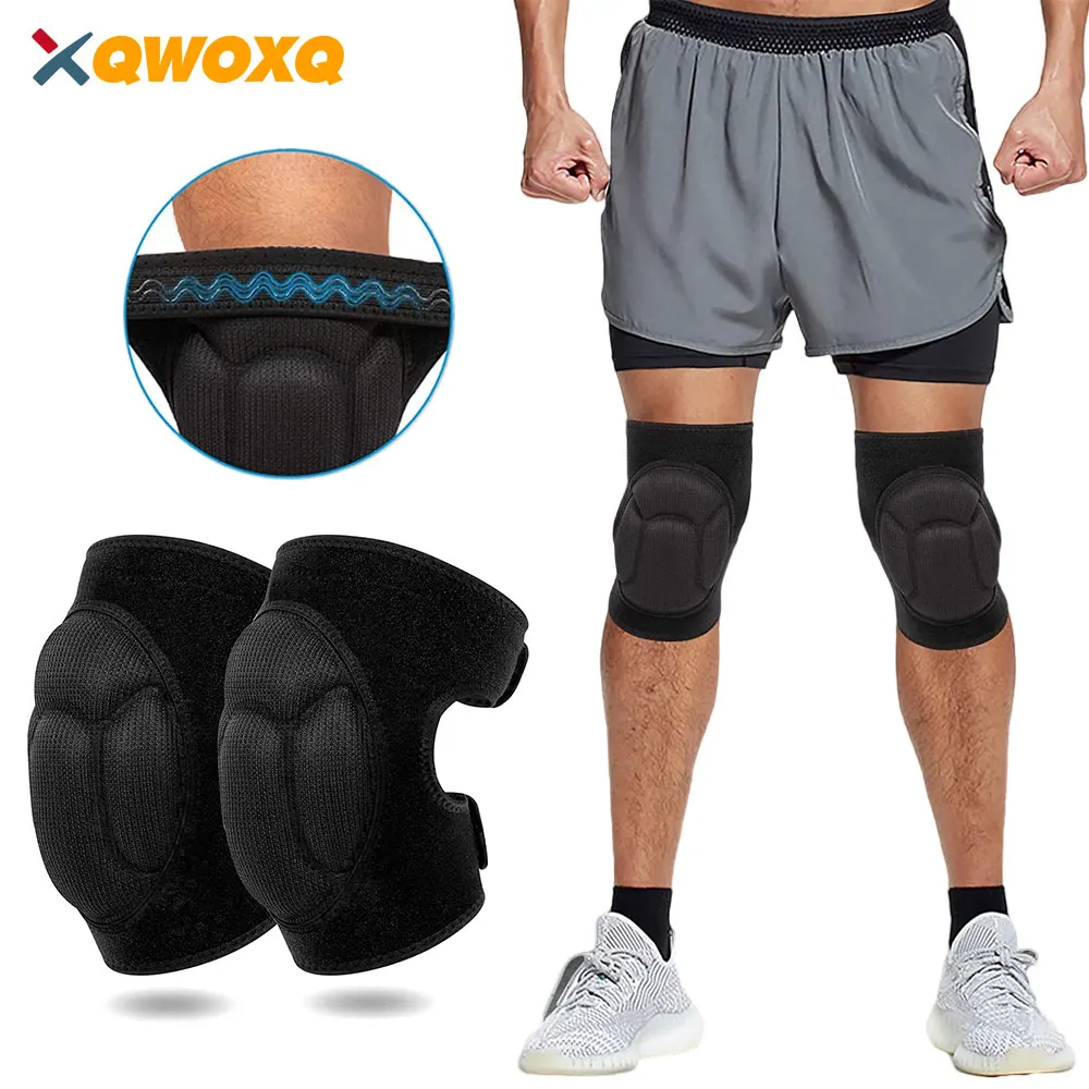 1 Pair Adult Sports Knee Pads Anti-Slip Collision Kneepads with Thick EVA Foam, House Cleaning, Volleyball, Football Knee Sleeve