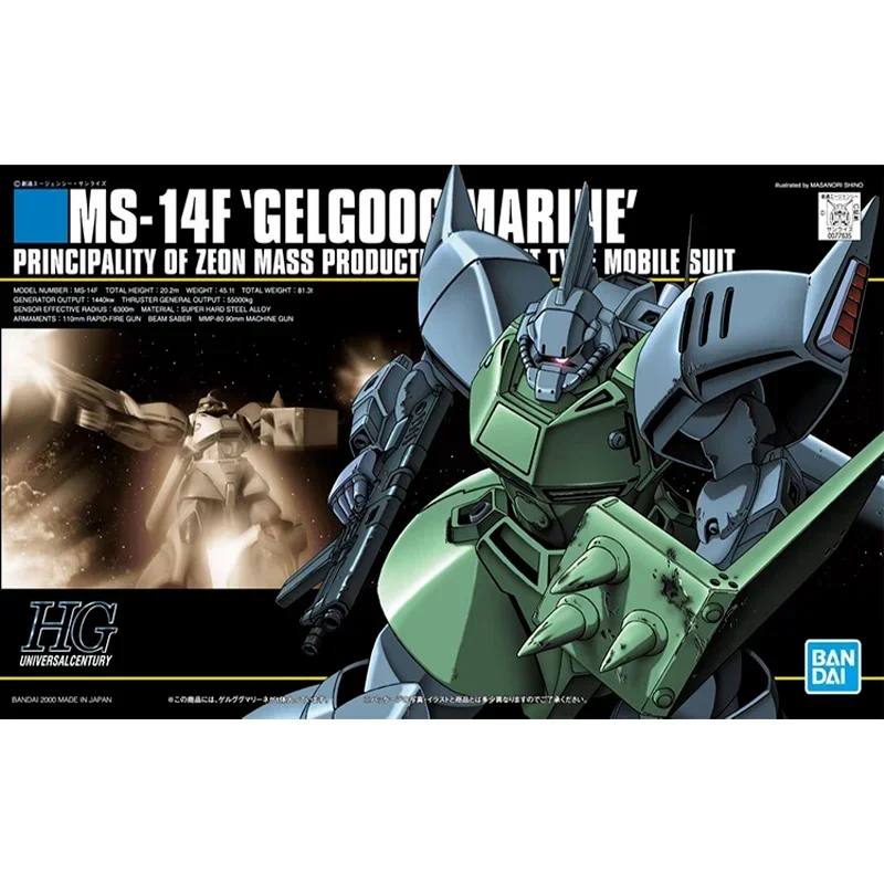 Bandai Original GUNDAM HGUC 1/144 MS-14F Gelgoog Marine Anime Action Figure Toys Collectible Model Ornaments Gifts for Children