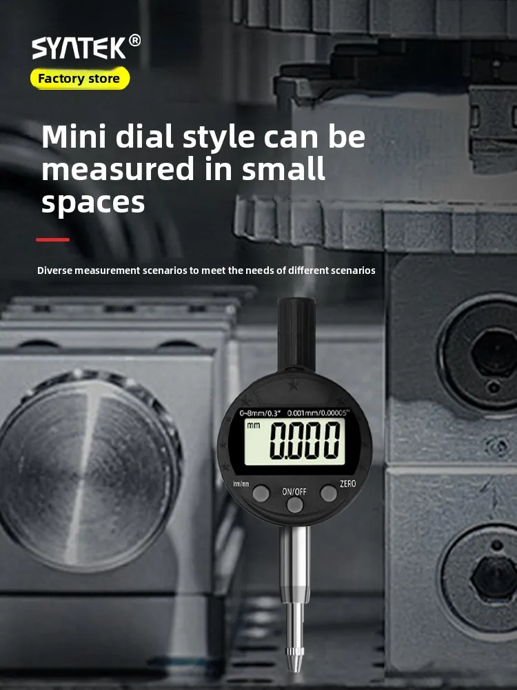 Small digital Indicator6.5mm rounddiameter 40mm Small space usage short Micrometer 0.001mm variation value Parallelism Planeness