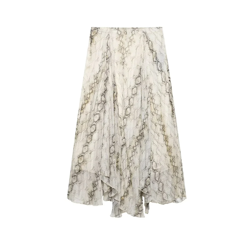 

Новая летняя женская модная повседневная универсальная дизайнерская нерегулярная широкая молния с украшением средней длины юбка