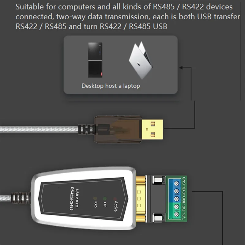2X USB 2,0 a RS485 RS422 Cable adaptador convertidor serie para Chip FTDI Windows 10 8 7-Y18A