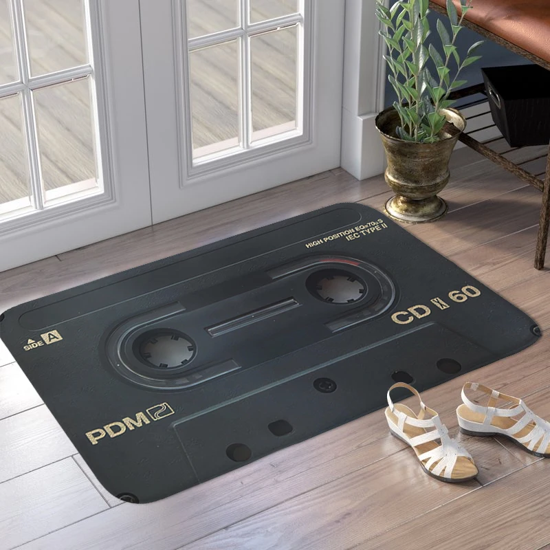 Vintage Cassette Music Tape Room Floor Carpet Kitchen Living Room Mat Entrance Door Doormat Waterproof Bathroom Bedroom Rug