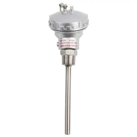 RTD PT100 Temperature Sensor Probe 1/2" NPT Thread Thermocouple Terminal Head(PT 50/100/200/400mm)