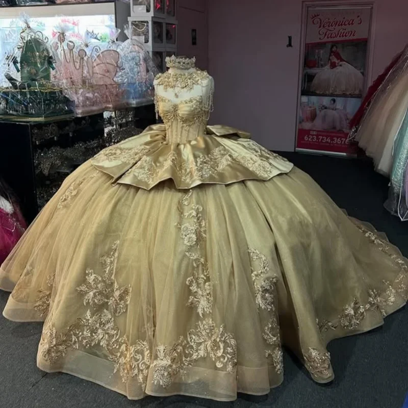 hemelsblauw Quinceanera Jurk off-shoulder kraal Kant gelaagdheid glitter 3D bloem decal vestidos de 15 Quinceanera ﻿ Aangepast