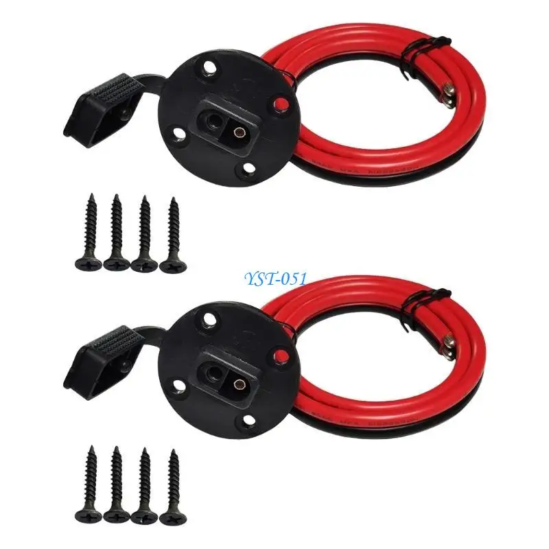 E15A 2Pcs 12AWG SAE Power Socket Sidewall Port Connectors 2 Pin Quick Disconnects Automotive Panel Extension Cable Enduring