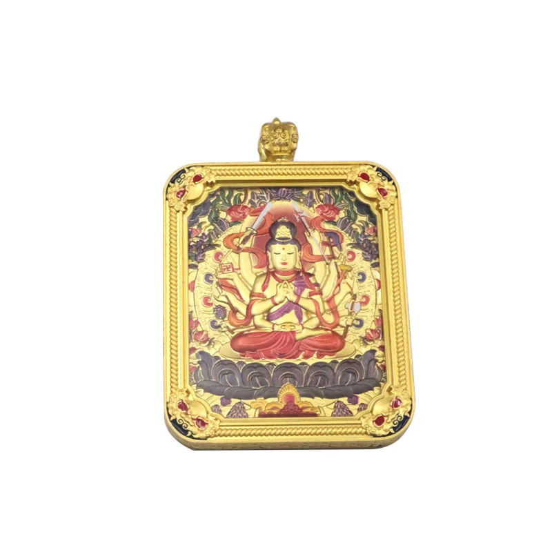 Wutai Mountain New Five Lords Thangka Square Double-Sided Relief Twelve Zodiac Eight Guardian Deities Pendant Buddha Amulet Hang