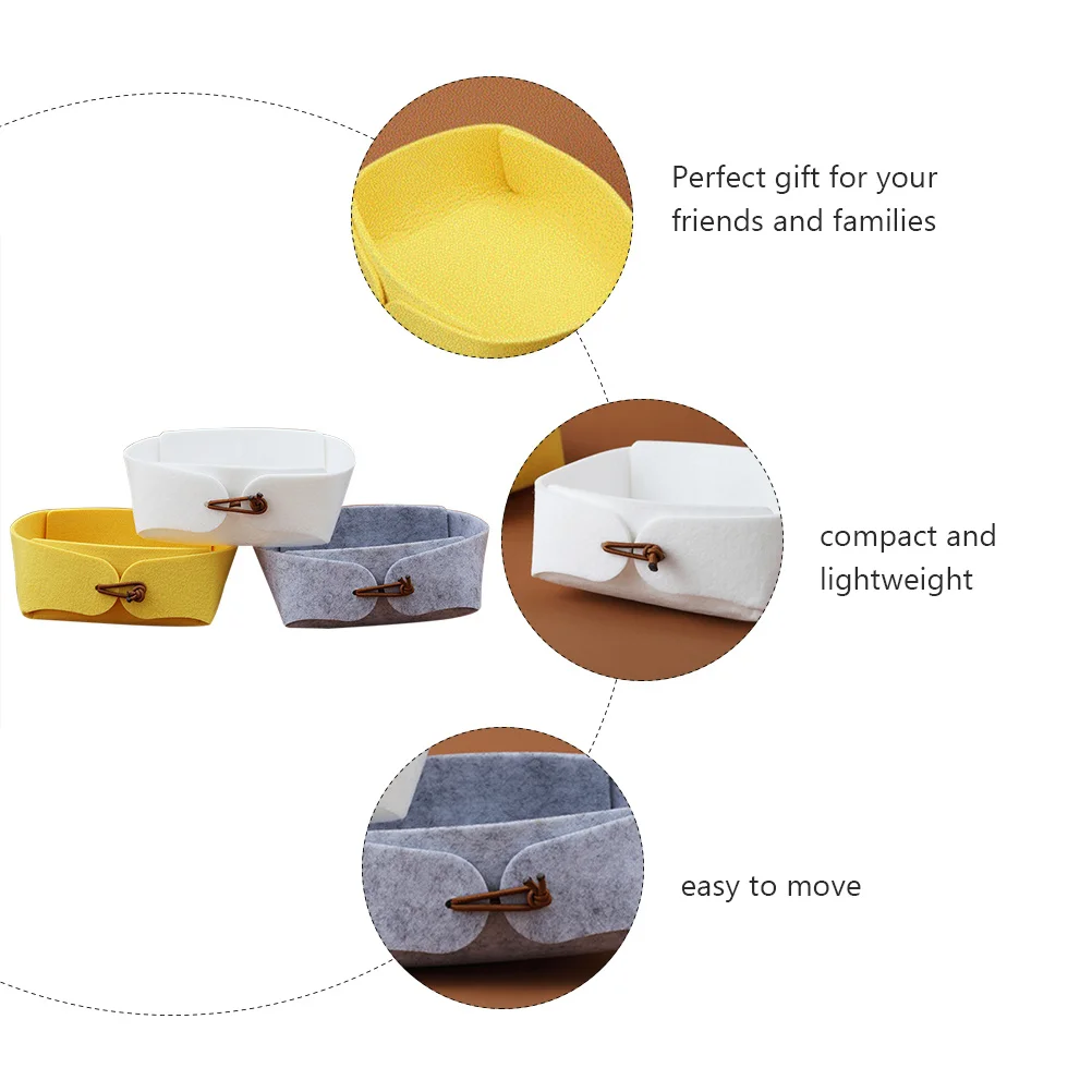 

3 pcs Storage Box Jewelry Organizer Home Sundries Home Container Folding Storage Container Holder Desktop Felt