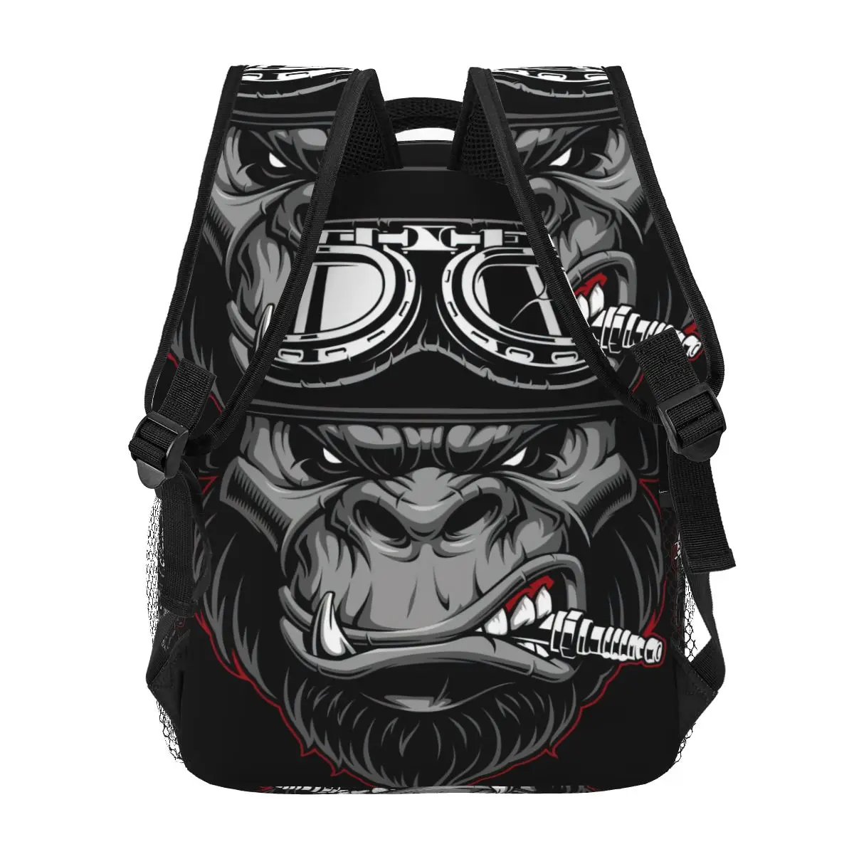 Gorilla-Biker-Maskottchen. Rucksack für Mädchen Jungen reisen Rucksack Rucksäcke für Teenager Schult asche