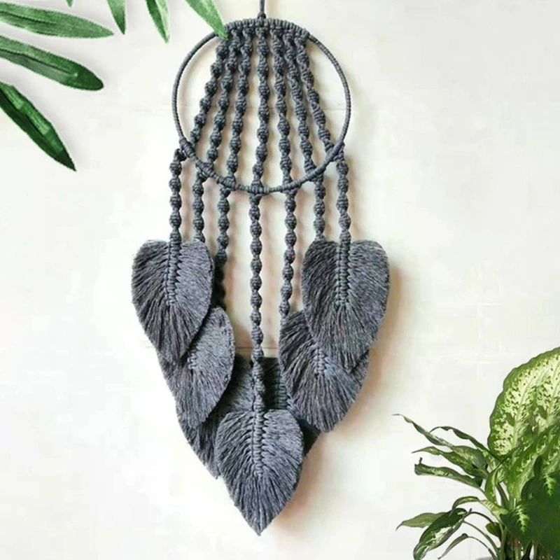 

Macrame Wall Hanging Handmade Woven 7 Leaf Tassel Tapestry for Kids Room Wedding Decoration NEW arrival