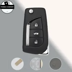 YINBO Flip Replacement Remote Key Shell With VA2 Blade 3Buttons Key Case For Toyota Levin Camry Reiz Highlander Corolla