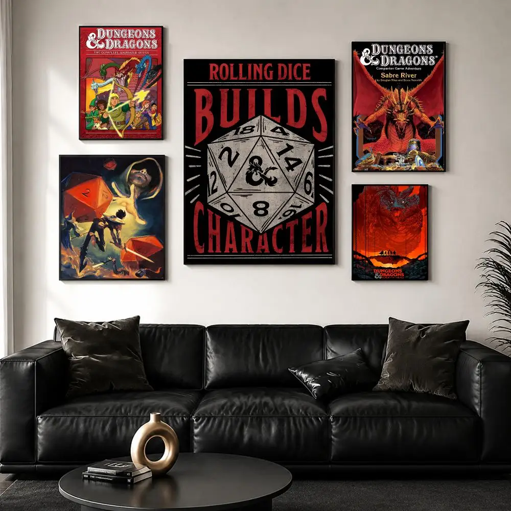 Games D-Dungeons and Dragons Poster Perfect Sticker Self Adhesive for Office Home Theater Wall Art Decor Fancy Gift