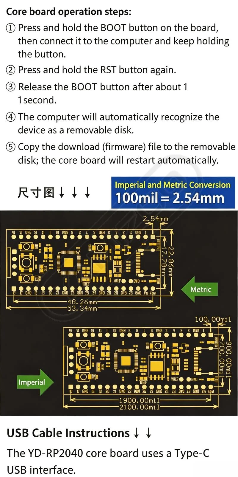 RP2040 Raspberry Pi Core Board Kompatibel mit RP2 Pico Micropython – Detail 4