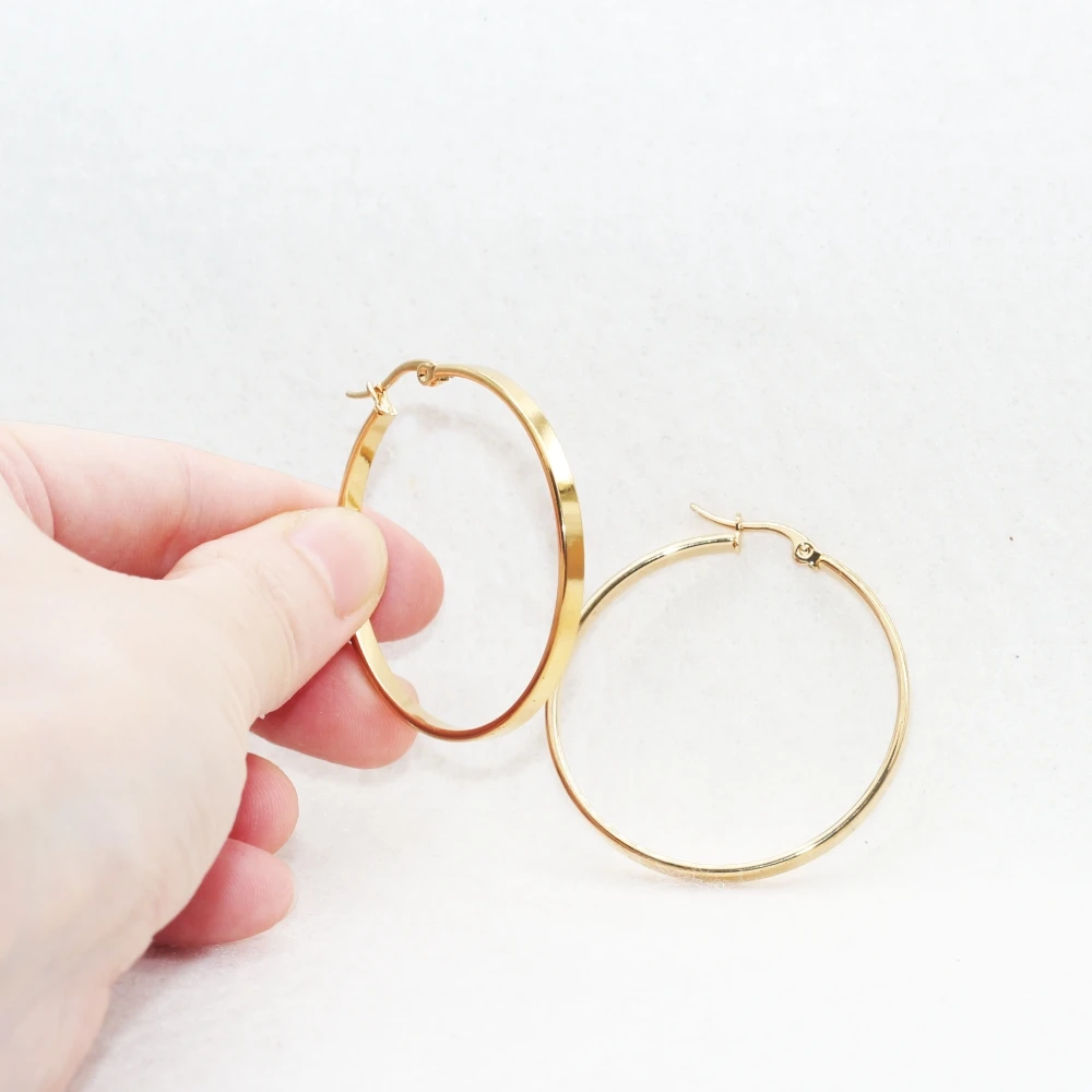 2 шт. в партии, серьги-кольца из нержавеющей стали Biref для мужчин и женщин, 3 размера на выбор, не легко выцветают, модные украшения без аллергии