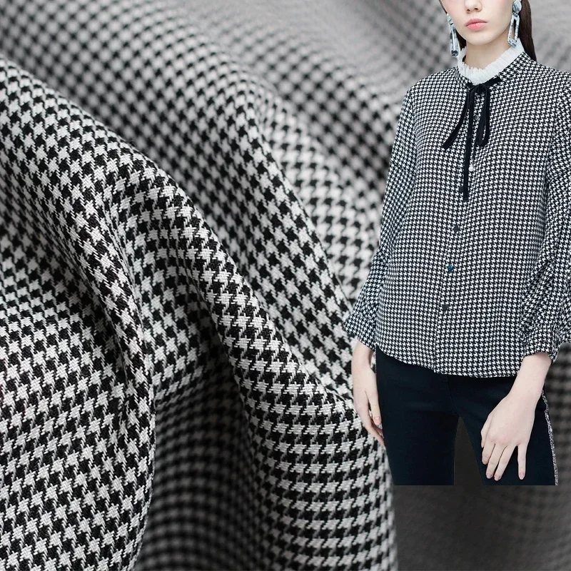 Redraspberry Black White Houndstooth Soft Thin Linen Flax Fabrics Garment Materials Women Dress DIY Sewing Cloth Freeshipping