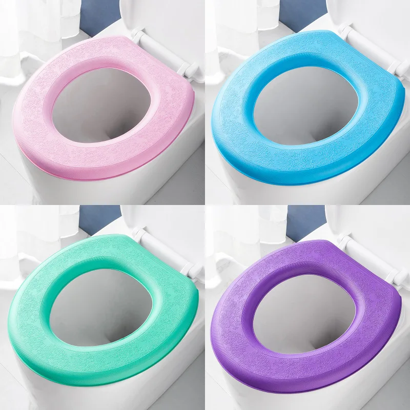 2pc toilet seat cover adhesive cushion cover winter soft warm waterproof cute pad bathroom accessories