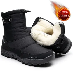 Snow Boots Men Hiking Shoes Waterproof Winter Boots with Fur Winter Shoes Non-slip Outdoor Men Boots  Platform Thick Plush Warm