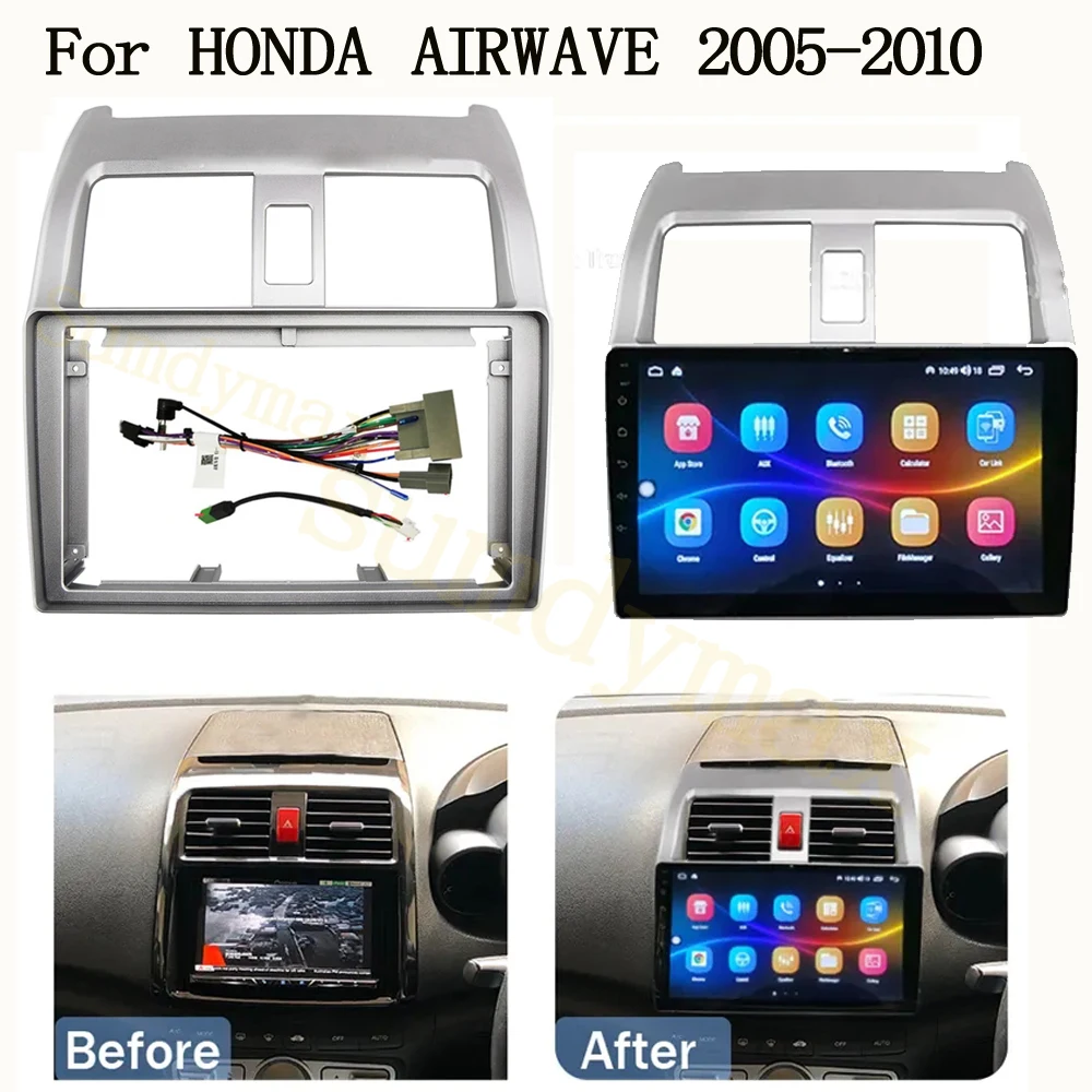 

9 inch 2din Car Radio Fascia for HONDA AIRWAVE 2005-2010 Android Radio Dashboard Kit Face Plate Fascia Frame cable wire