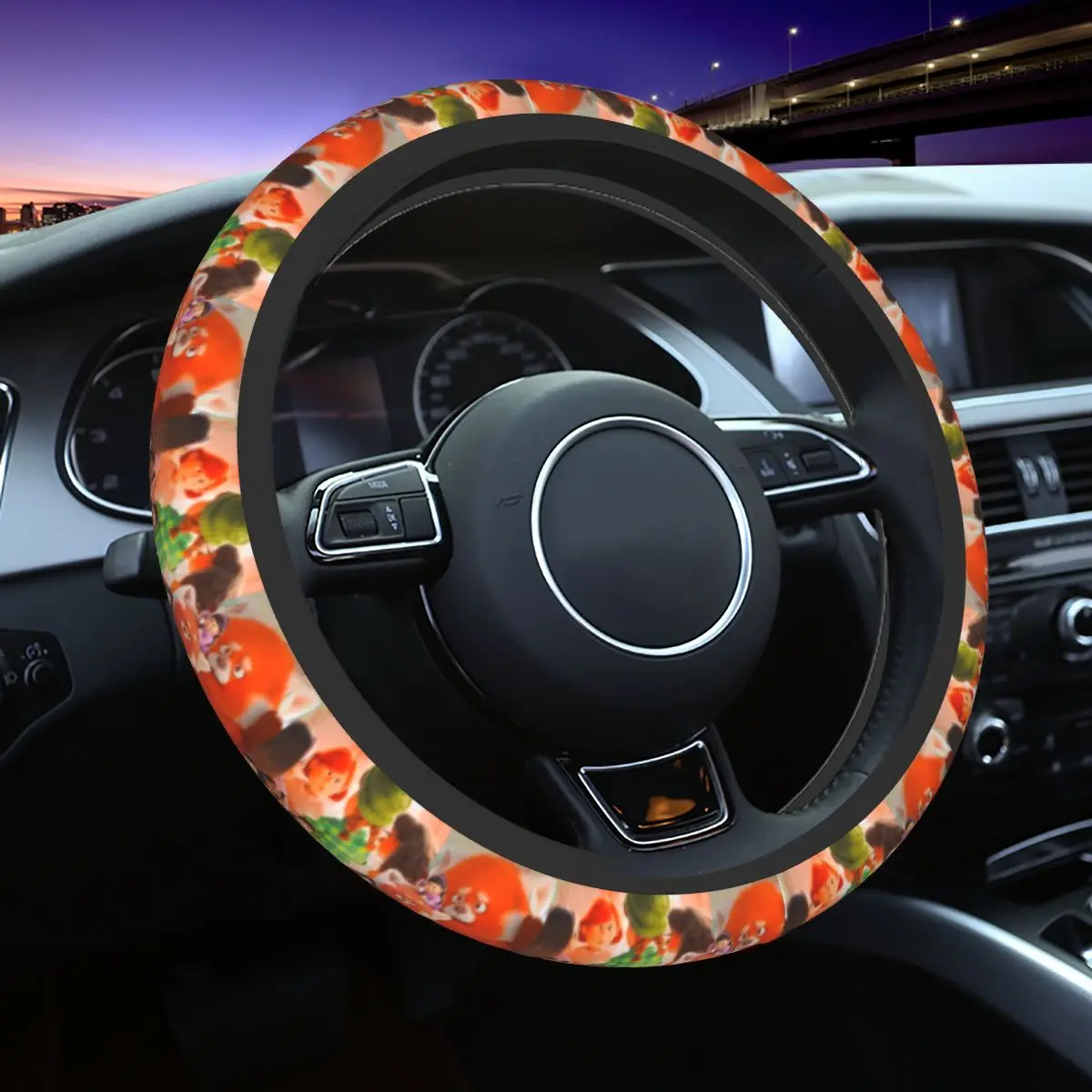 

Car Steering Wheel Cover Turnings Reds Car Covers Suite Anti Slip Custom Auto Accessories for 14.5-15Inches