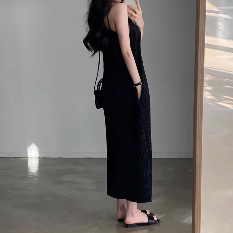 Chic Summer New Loose Women's Dr Bla Garza Gonna lunga Sle V-ne Vita alta A-line Versione coreana Svel Dr