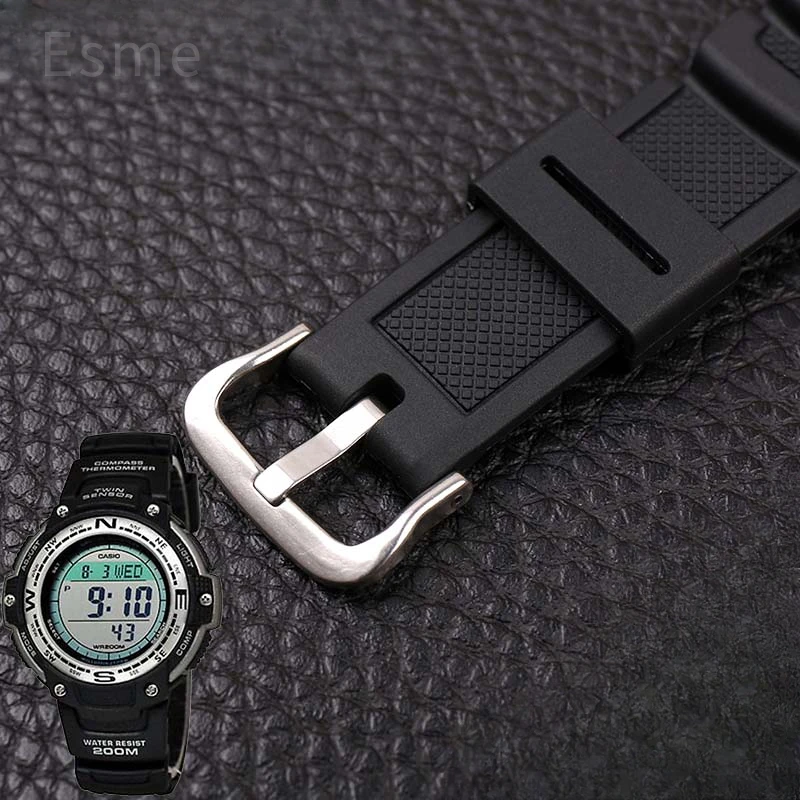 Men and Women's Steel Bucket Watch Band, Resina Substituição Acessórios, Multicolor, Sports, Casio, 24mm, SGW-100