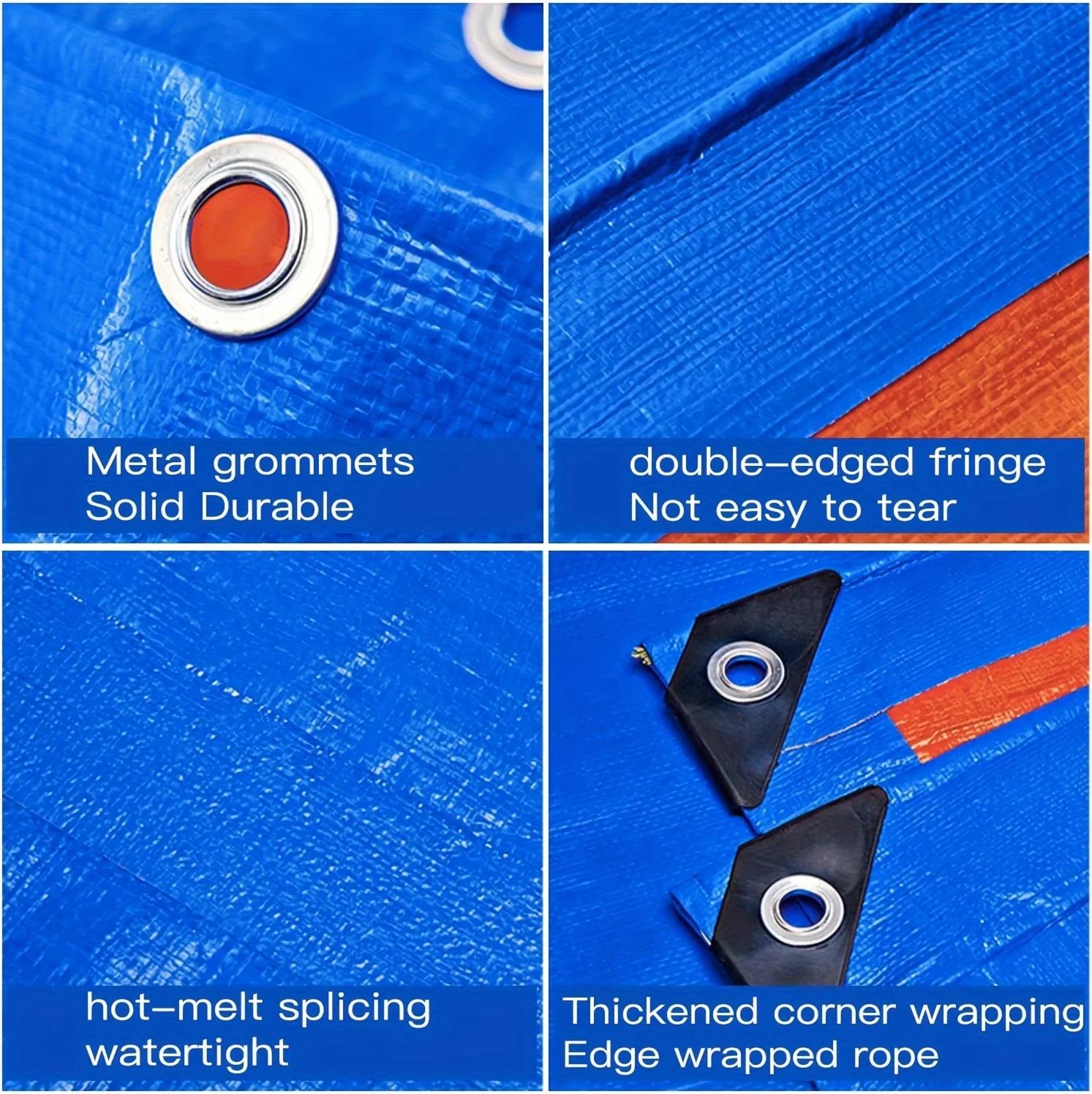 

【Large Rainproof and Sunshade Canopy Cloth】Made of 8 Mil Thick Pvc, Blue and Orange Double-Sided Usable, with Double the Water Resistance