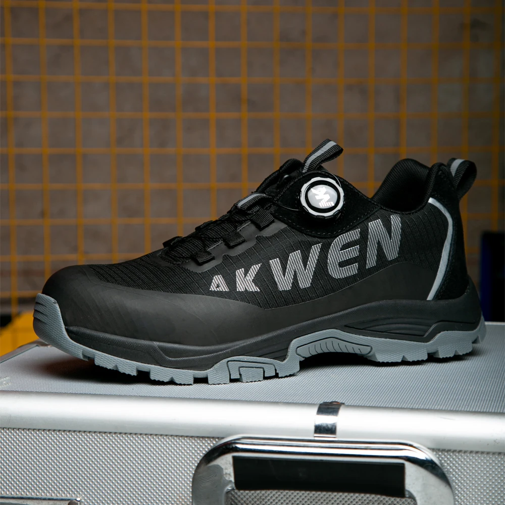 Drehknopf Sicherheitsschuhe Herrenstiefel Hochwertiger Arbeitsstiefel Stahlkappenschuhe Pannensichere, unzerstörbare Schuhe verschleißfest