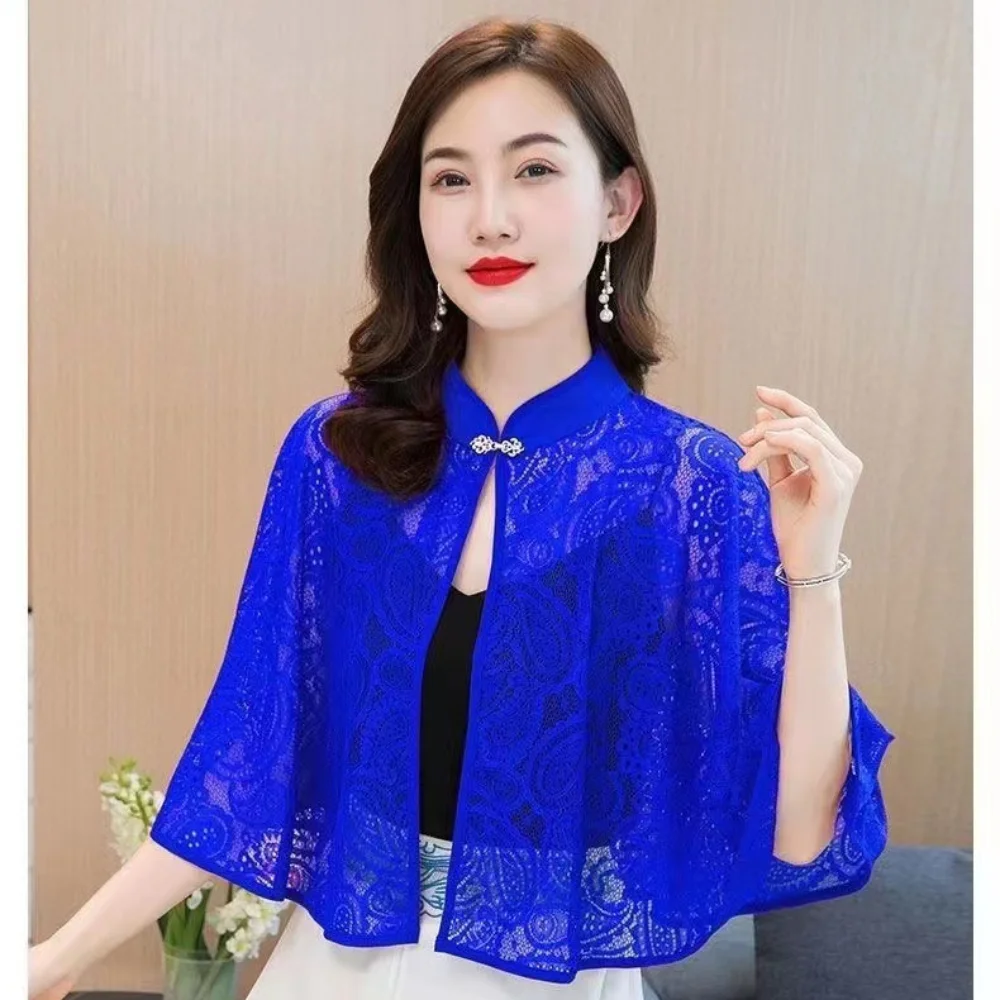 حماية العمود الفقري العنقي الربيع الصيف شال الدانتيل راجلان كم مساء حفلة موسيقية كيب تول شال مكيفة قميص رقيقة وشاح #4